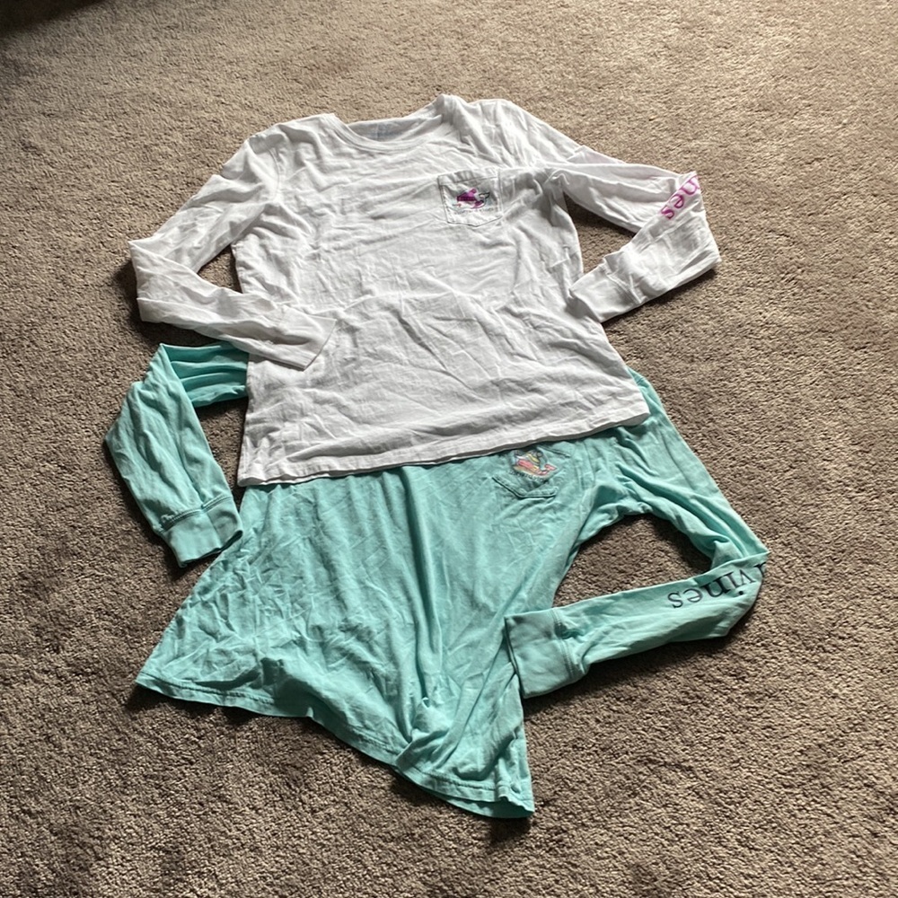 Vineyard Vines Mint Green White Long Sleeve Lounge T-shirt Set SIZE S Logo